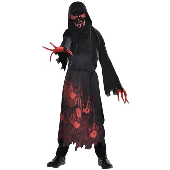 New Amscan Hooded Horror Costume Set With Mask halloween boys size large 12-14 - Picture 1 of 6